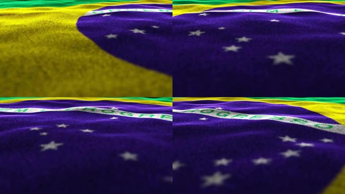 巴西国旗，纺织地毯背景，运动相机
