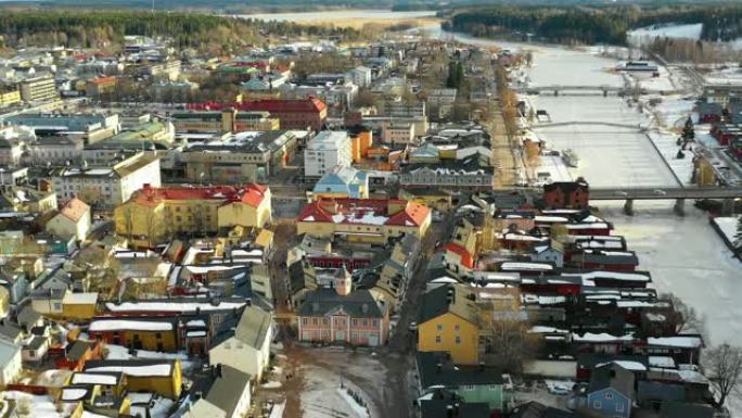 芬兰波尔沃。村庄的鸟瞰图