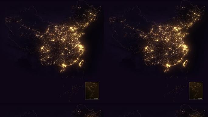 中国地图夜景灯光