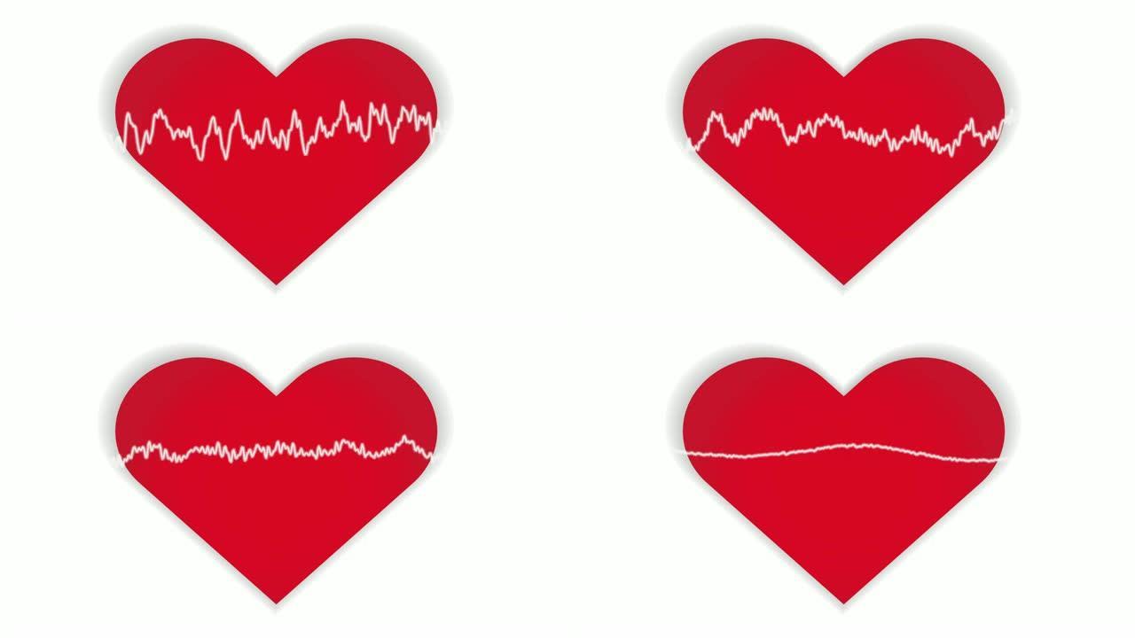 音频波在红心上移动。