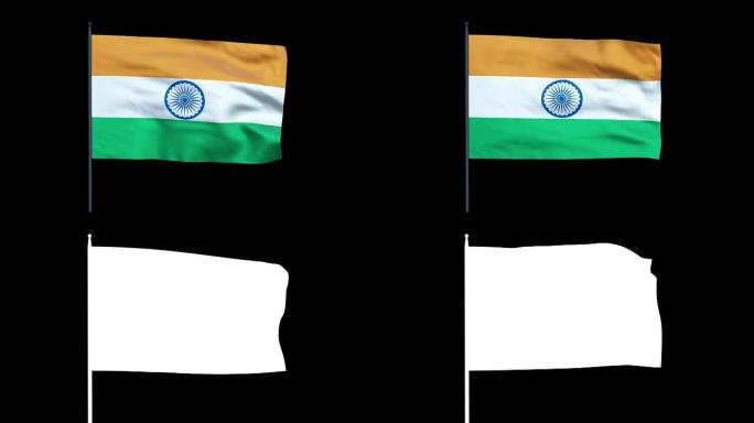 印度国旗飘扬，无缝循环，阿尔法