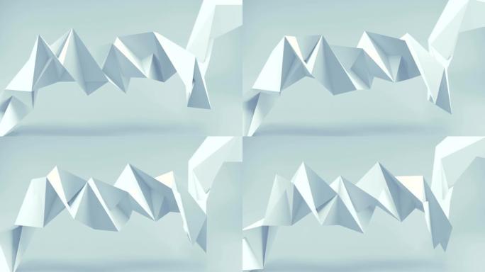 多边形白色形状无缝循环3D渲染动画
