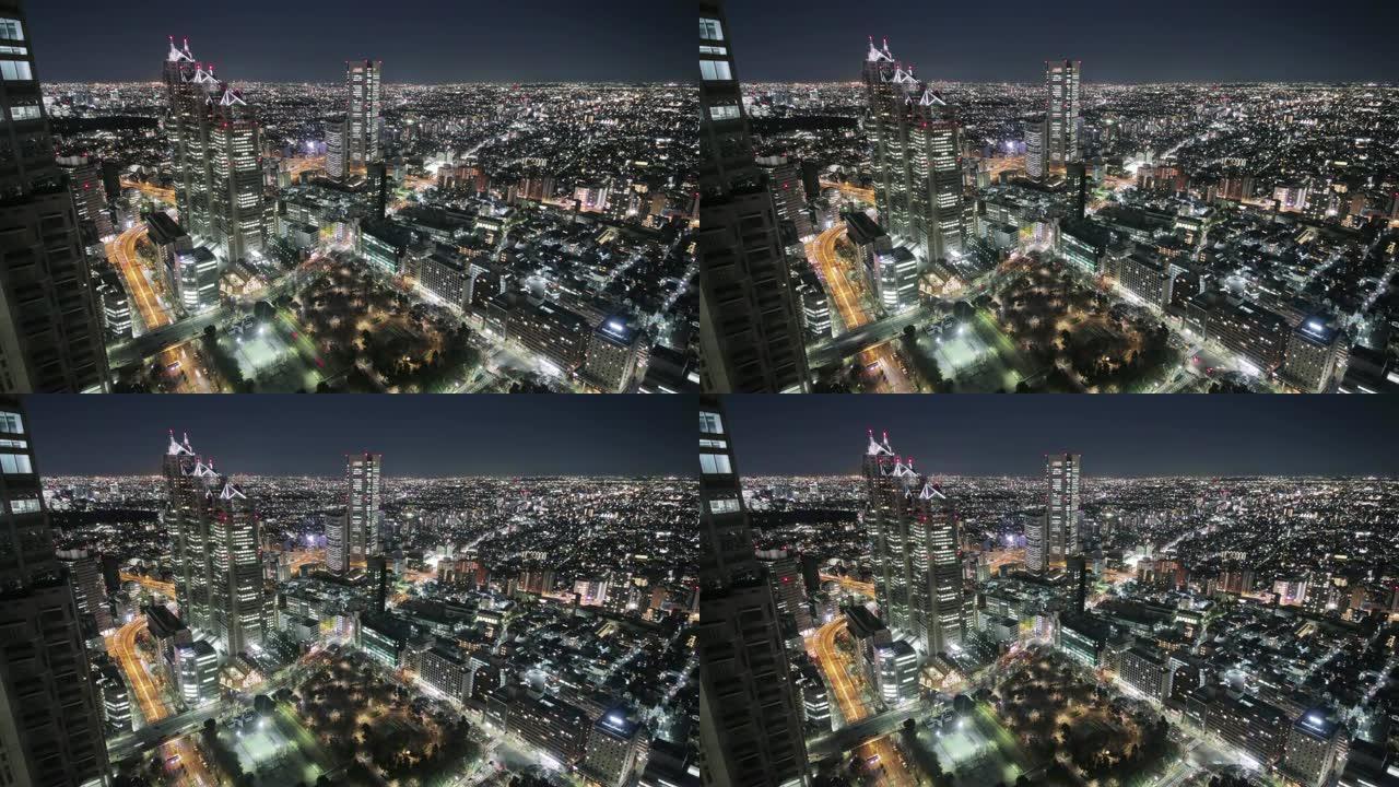 晚上的新宿摩天大楼群
