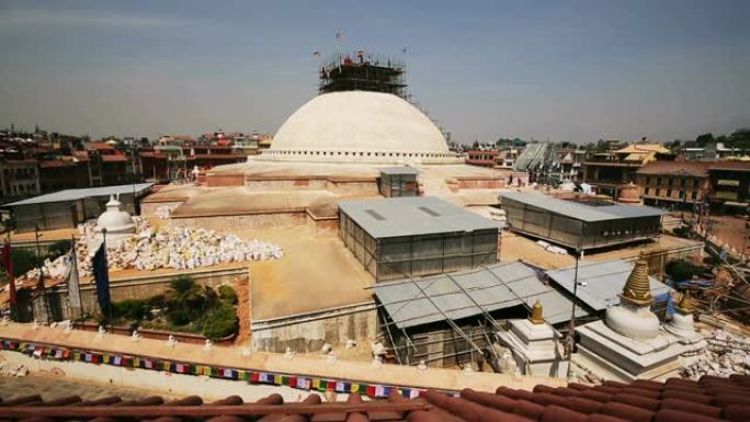 加德满都Boudhanath佛塔的翻新工程