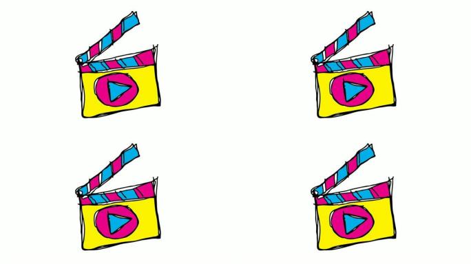 儿童画以电影为主题的白色背景