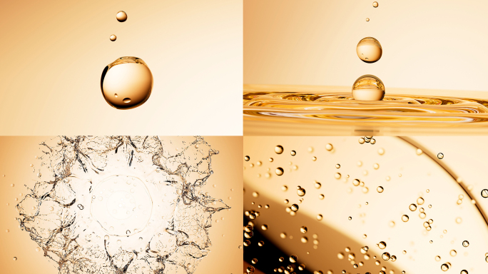 金色水油萃取成分精油透明精华球分子液体
