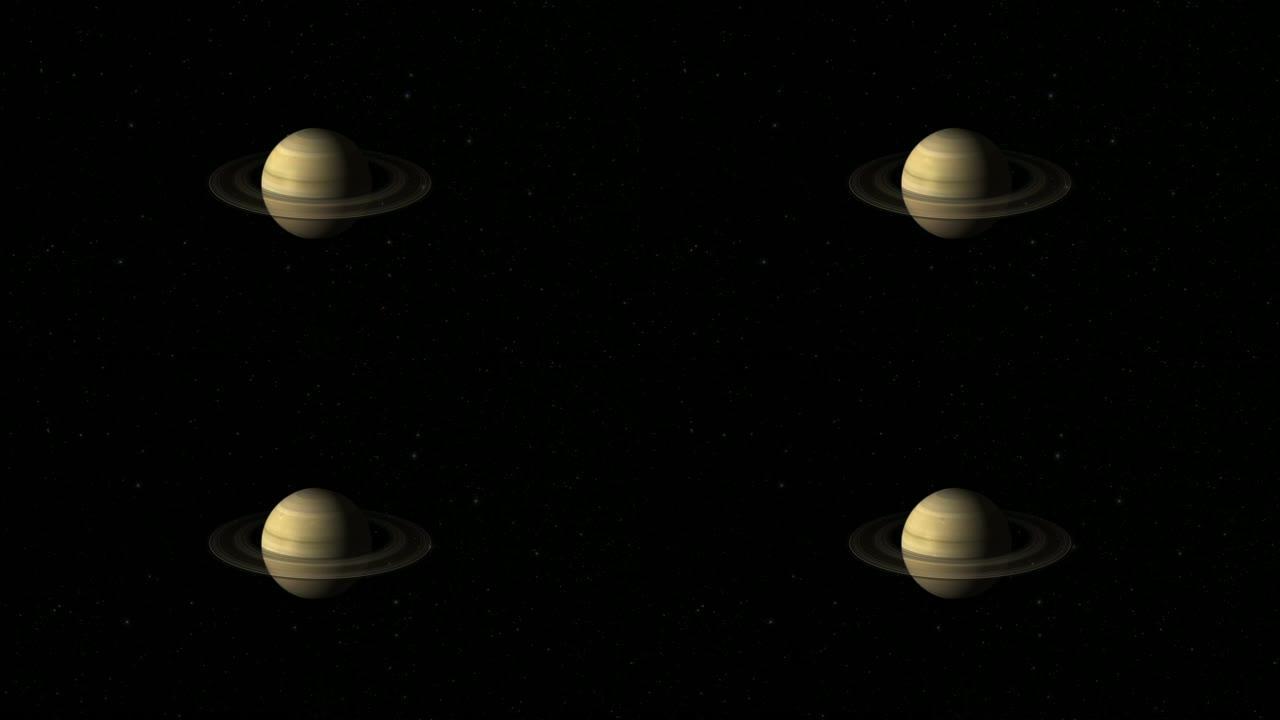 旋转行星土星-中心-宽