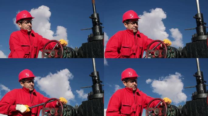石油钻机工人在工作