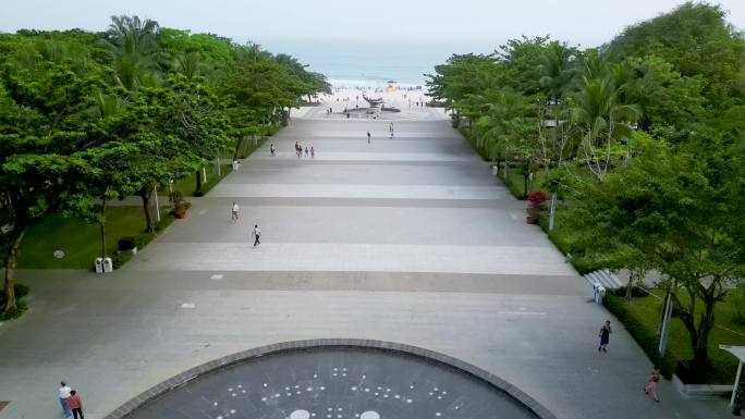 海南省三亚市大东海旅游区航拍大东海广场