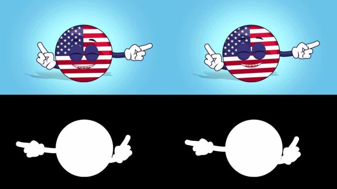 卡通美国图标国旗美国舞蹈与脸动画