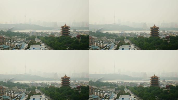 武汉城市景观屋顶全景4k中国