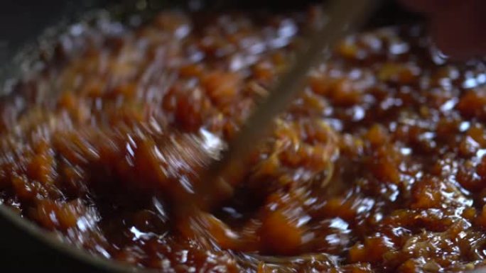如何制作甜虾酱的视频合成。如何制作甜虾酱。泰国菜视频合成，甜虾酱配芒果或酸水果。
