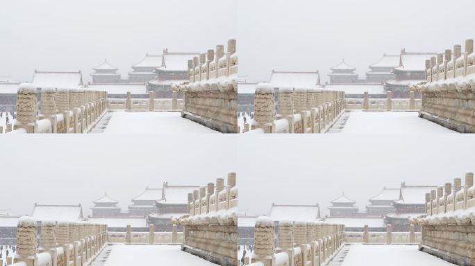故宫博物院下雪天旅游人群素材