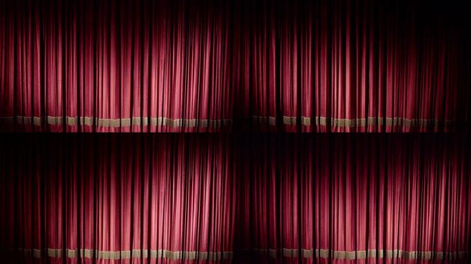 剧院或歌剧中带有光点的红色封闭窗帘