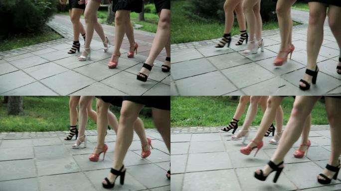 穿着高跟鞋走路的女人