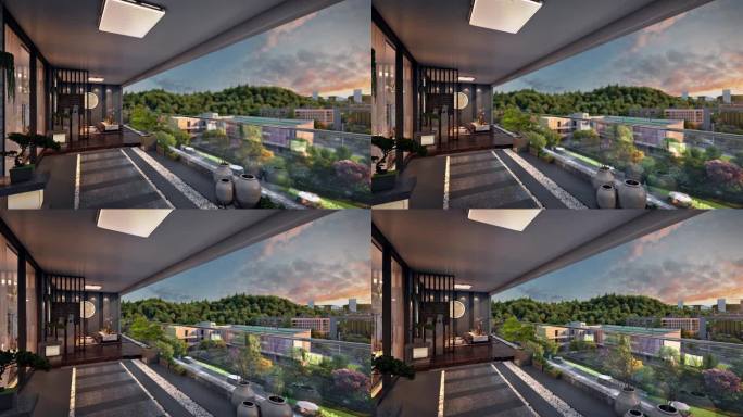 第4代住宅超大阳台景观三维动画效果