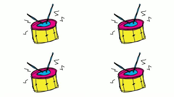 孩子们画白色背景，以军鼓为主题