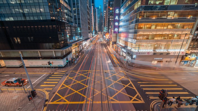 香港街道日转夜延时