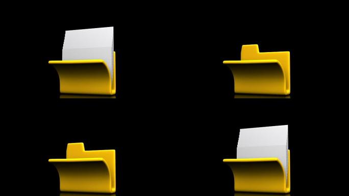 黄色文件夹和文件在黑色背景