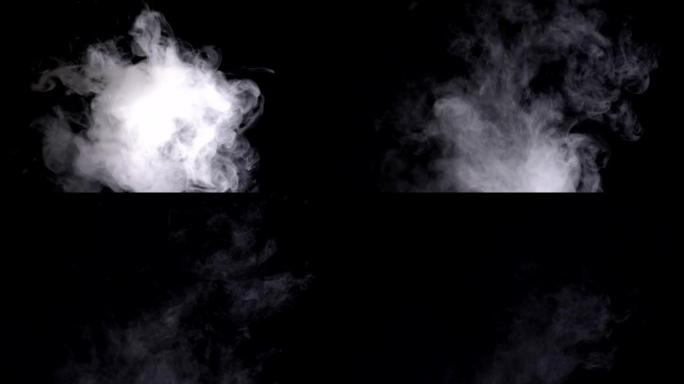 浓浓的美丽烟雾笼罩着黑色空间，在黑色背景上缓慢移动，吸引眼球并移动