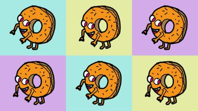 以甜甜圈为主题的儿童绘画流行艺术无缝背景