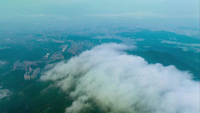 深圳梧桐山航拍云海延时