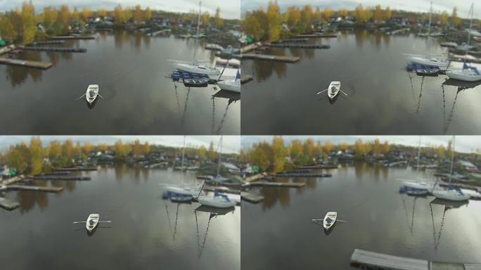 摄像机飞越划艇