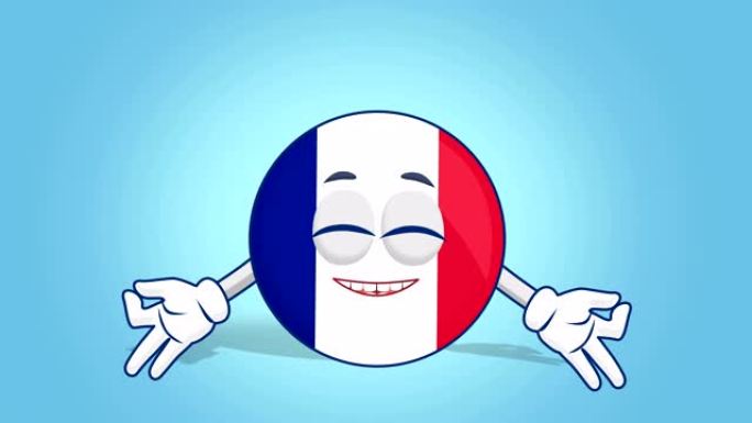 卡通图标旗法国禅宗和谐与阿尔法哑光面部动画