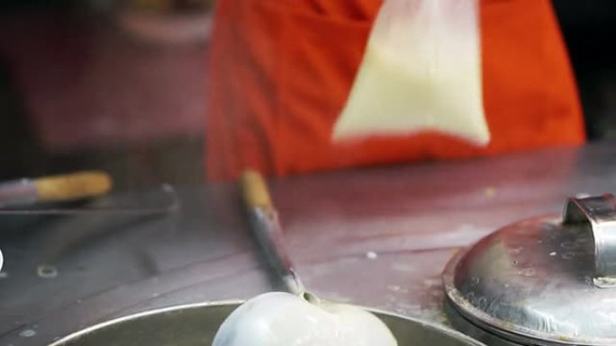亚洲摊位市场卖豆浆沸腾