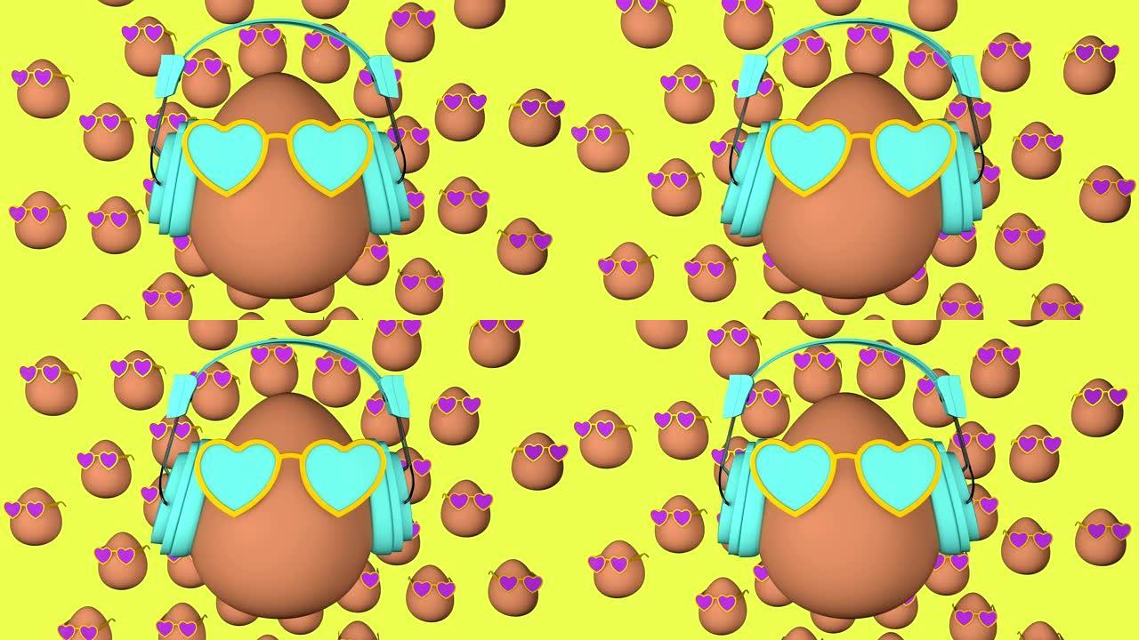 花式鸡蛋的3D动画。循环
