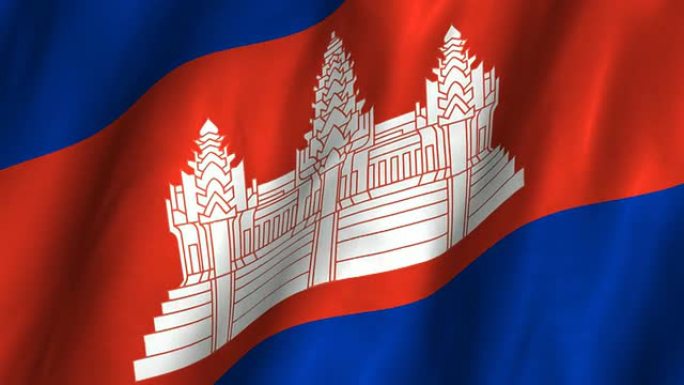 柬埔寨挥舞旗帜，循环