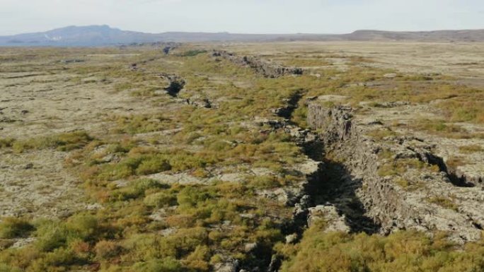 冰岛构造裂谷的航拍