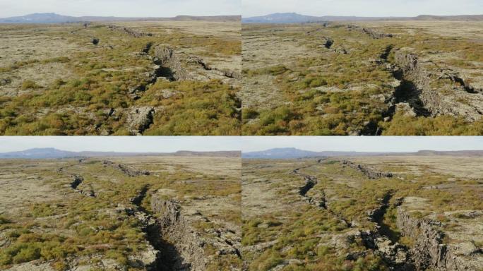 冰岛构造裂谷的航拍