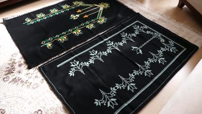 土耳其手工艺品，伊斯兰材料和符号手工编织地毯，
