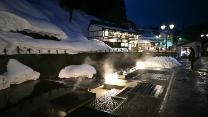 山形银山温泉村温泉的美丽地方