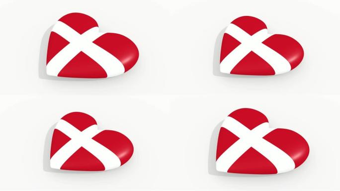 白色背景上的马耳他主权军事秩序的颜色和符号的心脏，循环