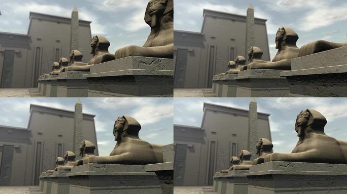古埃及一座寺庙的狮身人面像