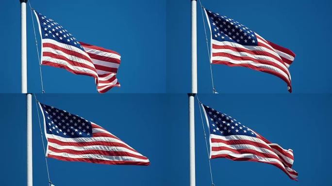 美国国旗飘扬的慢动作视频