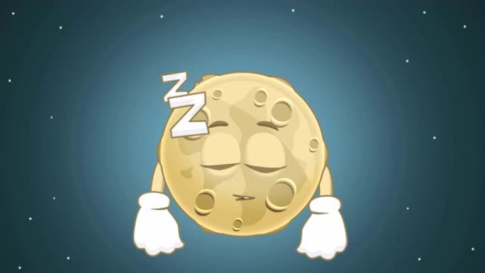 卡通可爱月亮睡眠睡眠打鼾带阿尔法哑光面部动画