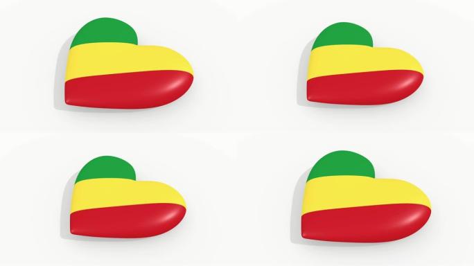 心的颜色和象征的刚果共和国在白色的背景，环