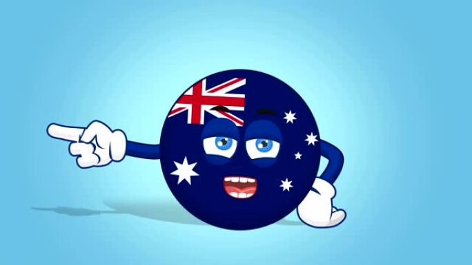 卡通图标旗澳大利亚不高兴的左指针说话与阿尔法哑光脸部动画