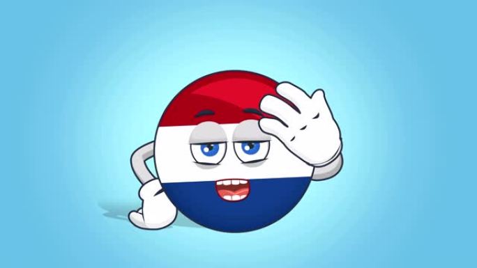 卡通图标旗荷兰荷兰心烦意乱用阿尔法哑光面部动画说话