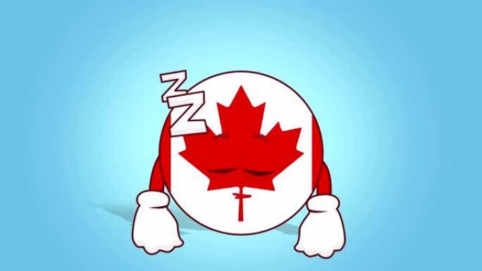 卡通图标旗帜加拿大睡眠与阿尔法哑光脸部动画