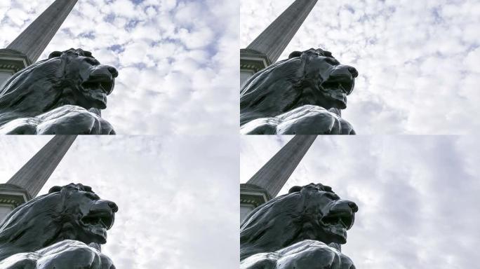 特拉法加广场四狮雕像时间流逝