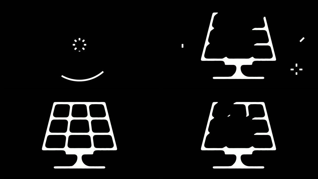 太阳能发电黑板线动画与阿尔法