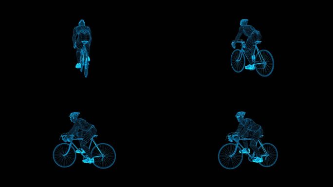 蓝色科技全息自行车视频通道素材