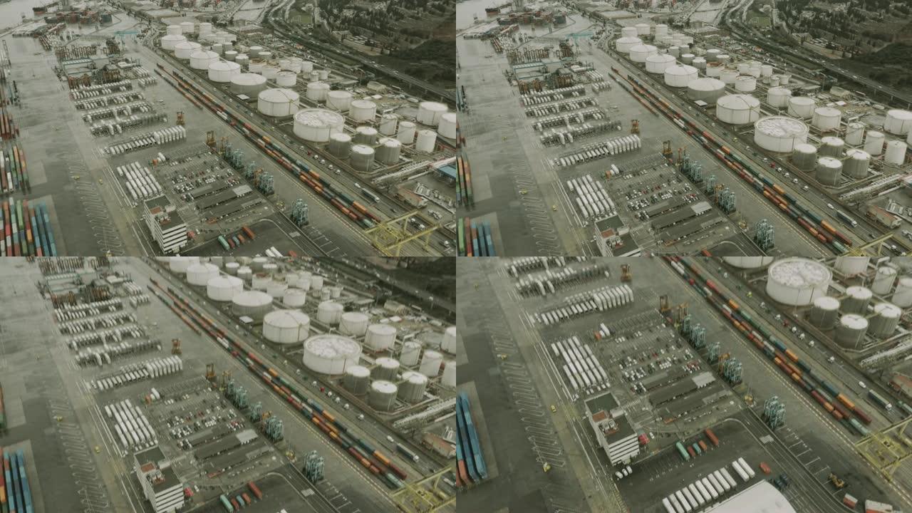 集装箱船和港口的鸟瞰图