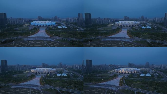 西安 浐灞 奥体中心 夜景 航拍