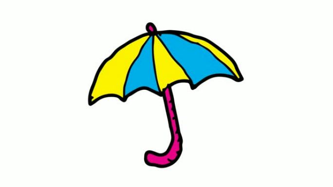 儿童画白色背景与伞的主题