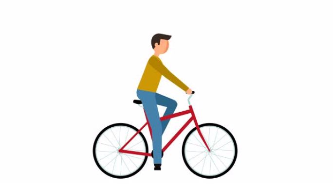 简笔画象形画男子骑自行车人物平面动画